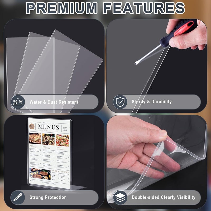 AKONEGE 5Pcs 11" x 17" Rigid Print Protectors Hard Plastic Sleeves for Prints, Menu Cover, Heavy Duty Sheet Poster Protectors Clear Plastic Sleeves for Paper Photos Documents Magazines, Vertical - Image 3