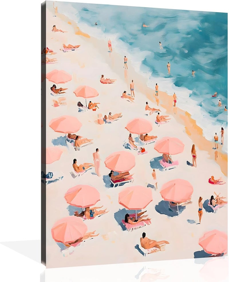 OWNANRTHM Pink Beach Poster - Aesthetic Coastal Wall Art - Image 1