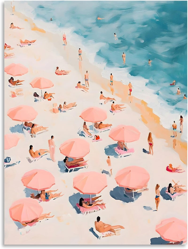 OWNANRTHM Pink Beach Poster - Aesthetic Coastal Wall Art - Image 2