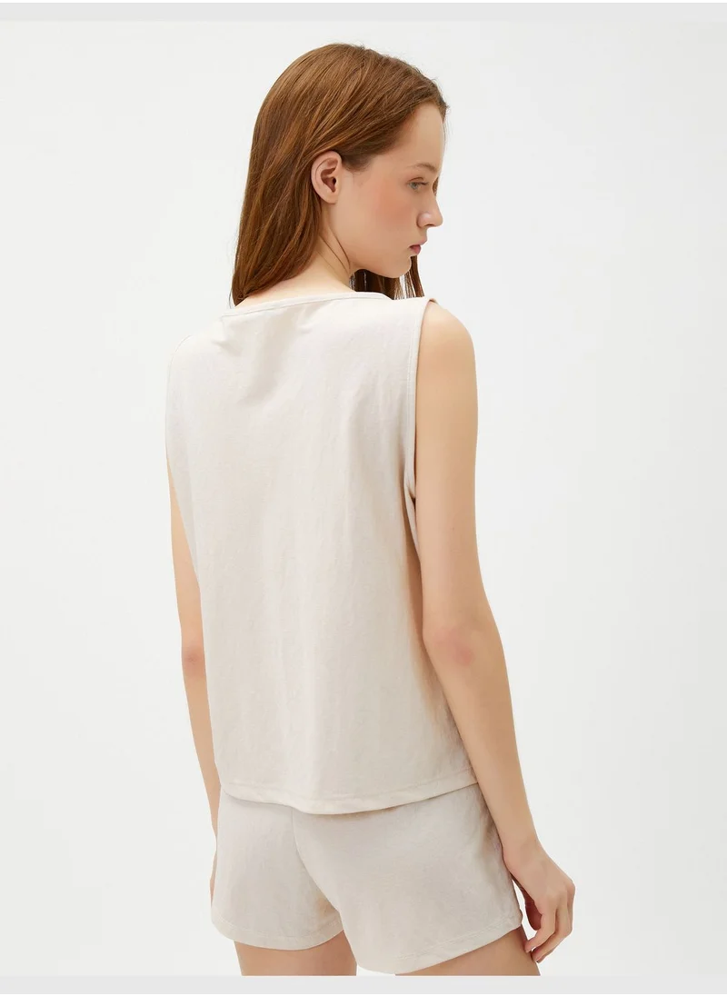 KOTON Viscose Mix Crew Neck Pyjama Top