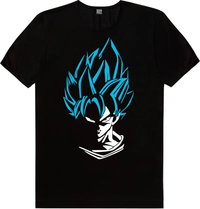 روك اند رول Blue Haired Hero Black Short Sleeve Men's T-Shirt