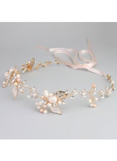 Oriamour Oriamour Bridal Crystal Headband with Freshwater Pearls Flower Design Wedding Hair Accessories (Gold) 