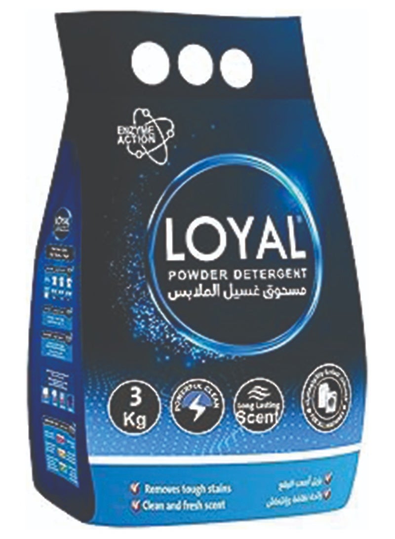 loyal Loyal Powerful Clean Powder Detergent with Long-Lasting Scent and Enzyme Action, Remove Tough Stains, Fresh and Clean Scent (3kg)  - Image 1