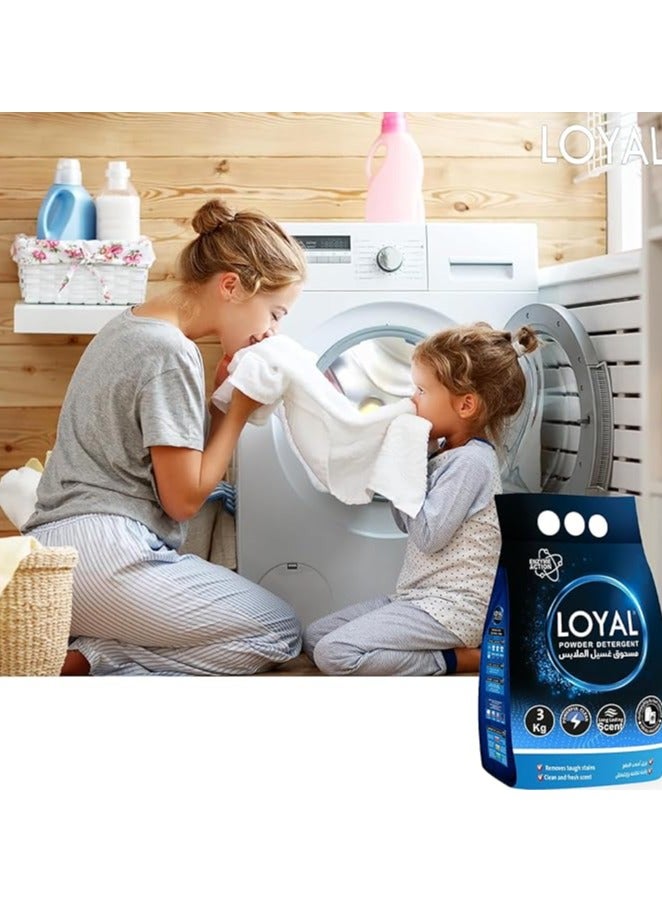 loyal Loyal Powerful Clean Powder Detergent with Long-Lasting Scent and Enzyme Action, Remove Tough Stains, Fresh and Clean Scent (3kg)  - Image 2