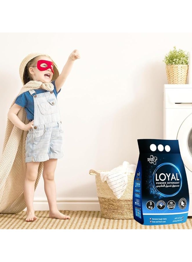 loyal Loyal Powerful Clean Powder Detergent with Long-Lasting Scent and Enzyme Action, Remove Tough Stains, Fresh and Clean Scent (3kg)  - Image 5