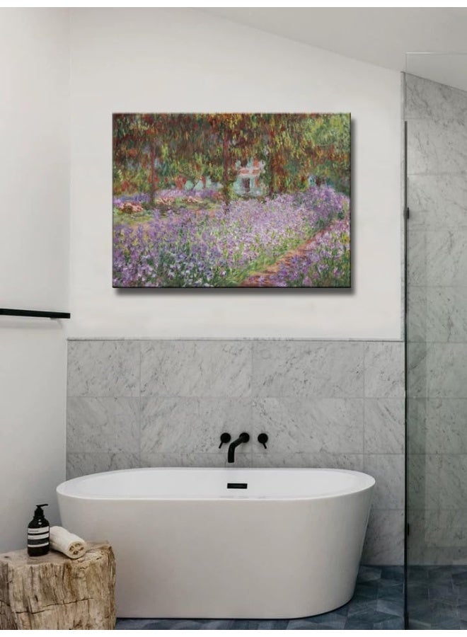 Home Trove Msspart Irises In Monet'S Garden, 1900 By Claude Monet Canvas Wall Art Decor Framed Famous Painting Print For Bathroom Bedroom Wall Decoration 12"X16"  - Image 4