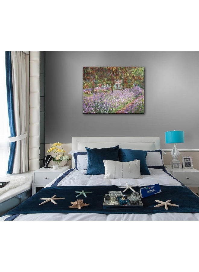 Home Trove Msspart Irises In Monet'S Garden, 1900 By Claude Monet Canvas Wall Art Decor Framed Famous Painting Print For Bathroom Bedroom Wall Decoration 12"X16"  - Image 2