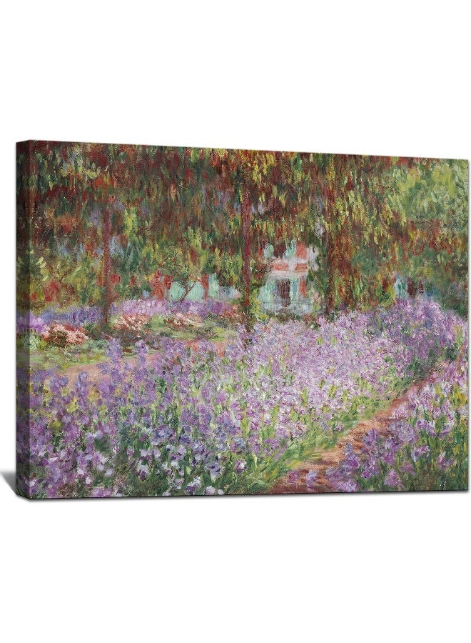 Home Trove Msspart Irises In Monet'S Garden, 1900 By Claude Monet Canvas Wall Art Decor Framed Famous Painting Print For Bathroom Bedroom Wall Decoration 12"X16"  - Image 1