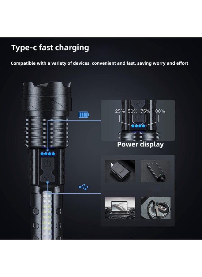 Generic - White Laser Flashlight COB Side Light Warning Work Light Outdoor Super Bright Waterproof Strong Light Flashlight-Color:A76-p50 Aluminum Head [built-in 1200 Ma + Wiring] Two Pack - Image 1