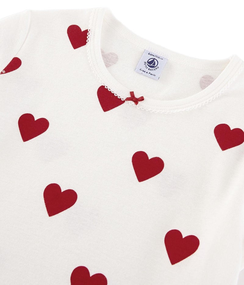 Petit Bateau Girls' Heart Patterned Cotton Nightdress - Image 2