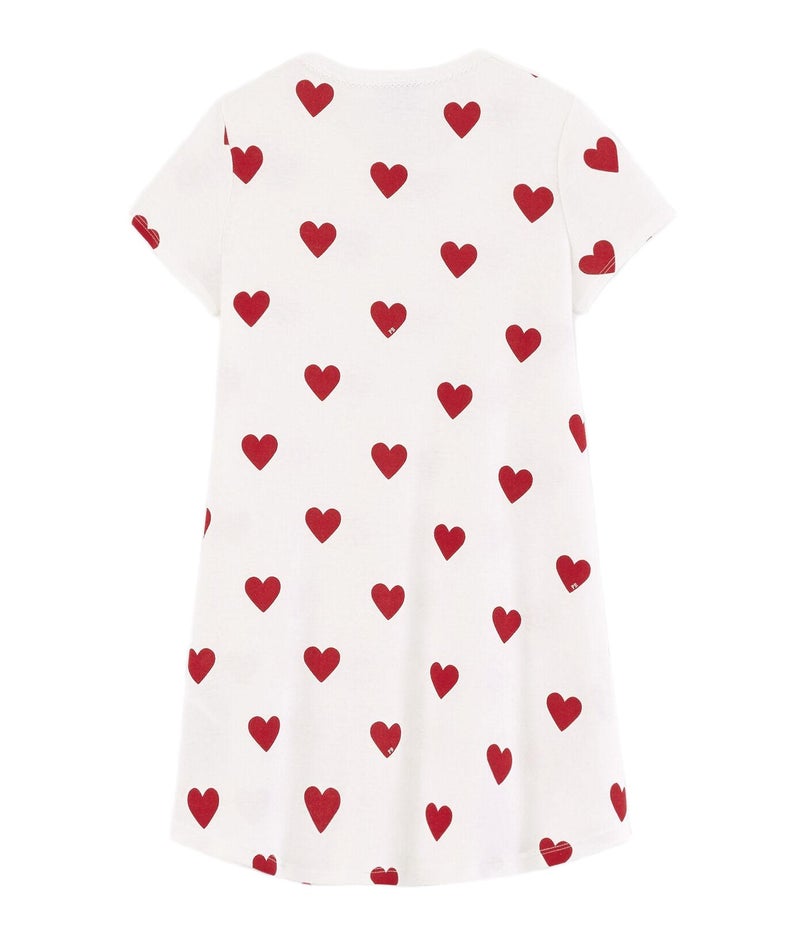 Petit Bateau Girls' Heart Patterned Cotton Nightdress - Image 1