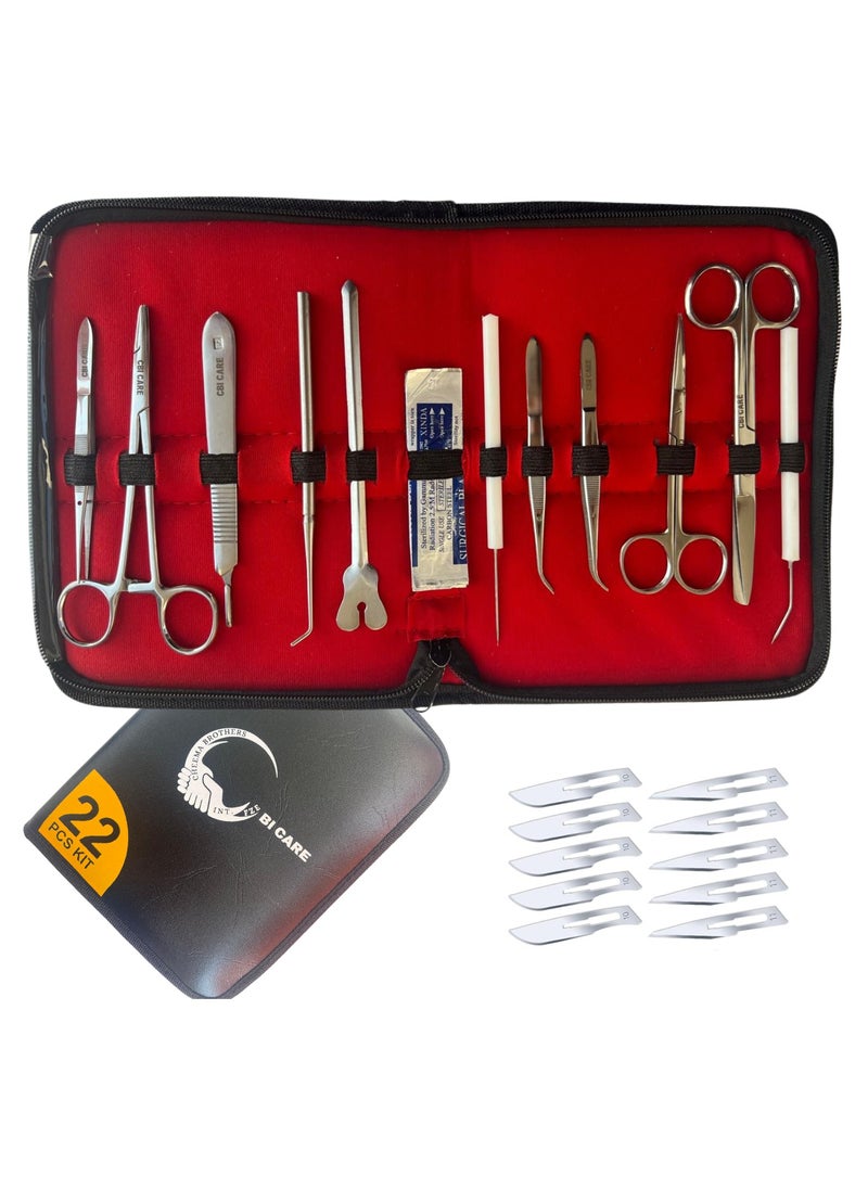CBI Care 22 Pcs Dissection Kit Set with Scalpel Knife Handle Blades for Biology Lab Anatomy just for Medical Students with a Portable Storage Bag by CBI Care  - Image 1