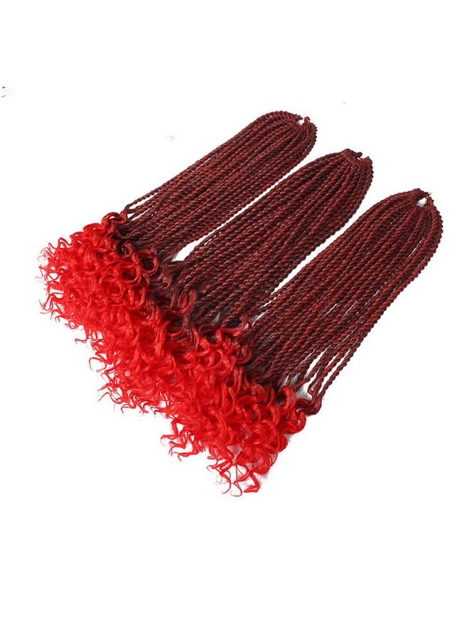 Haolocs 3Packs Haolocs 16 Inch Curly Senegalese Twist Crochet Hair Bundles Wave Ends Braids Synthetic Braiding Hair Extensions for Black Women (T1B/Red)  - Image 2