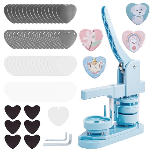 MK.Bear Fridge Magnet Button Maker Machine, Pin Maker Machine for Refrigerator Magnet, DIY Photo Magnet Making Button Press Kit with 100 Pcs Fridge Magnet Button Maker Supplies - Heart 57mm/2.24 inch - Image 1