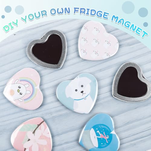 MK.Bear Fridge Magnet Button Maker Machine, Pin Maker Machine for Refrigerator Magnet, DIY Photo Magnet Making Button Press Kit with 100 Pcs Fridge Magnet Button Maker Supplies - Heart 57mm/2.24 inch - Image 5