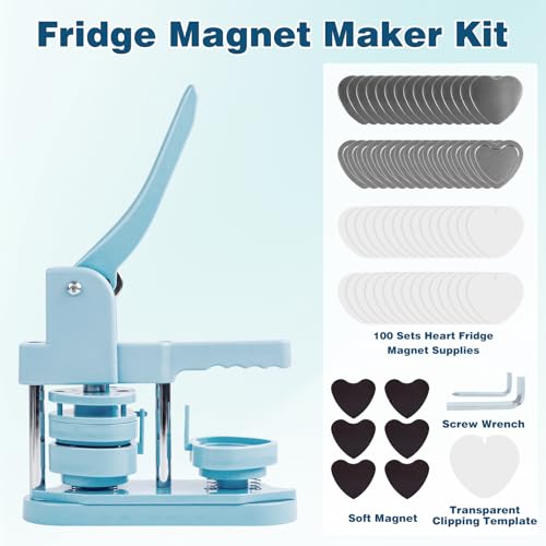 MK.Bear Fridge Magnet Button Maker Machine, Pin Maker Machine for Refrigerator Magnet, DIY Photo Magnet Making Button Press Kit with 100 Pcs Fridge Magnet Button Maker Supplies - Heart 57mm/2.24 inch - Image 2