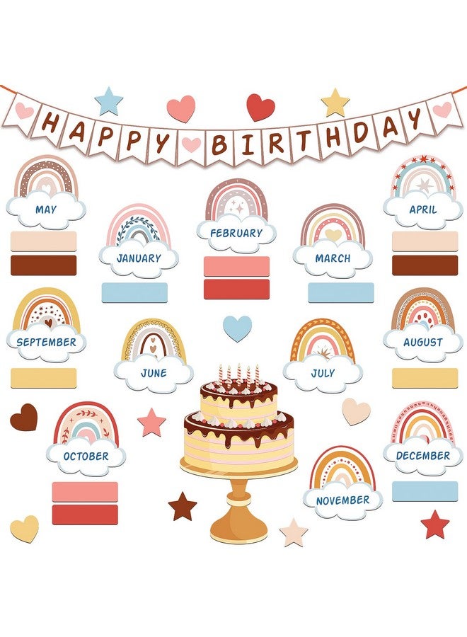 مارسبارك مجموعة لوحات إعلانات عيد الميلاد بألوان قوس قزح مكونة من 65 قطعة لتزيين الفصول الدراسية ومخططات أعياد الميلاد للفصول الدراسية (لون بوهو) - Image 1