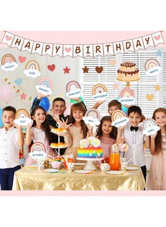 Marspark 65 Pieces Classroom Decor Rainbow Birthday Bulletin Board Set Classroom Birthday Chart Cutouts Decoration For Classroom(Boho Color)  - Image 5