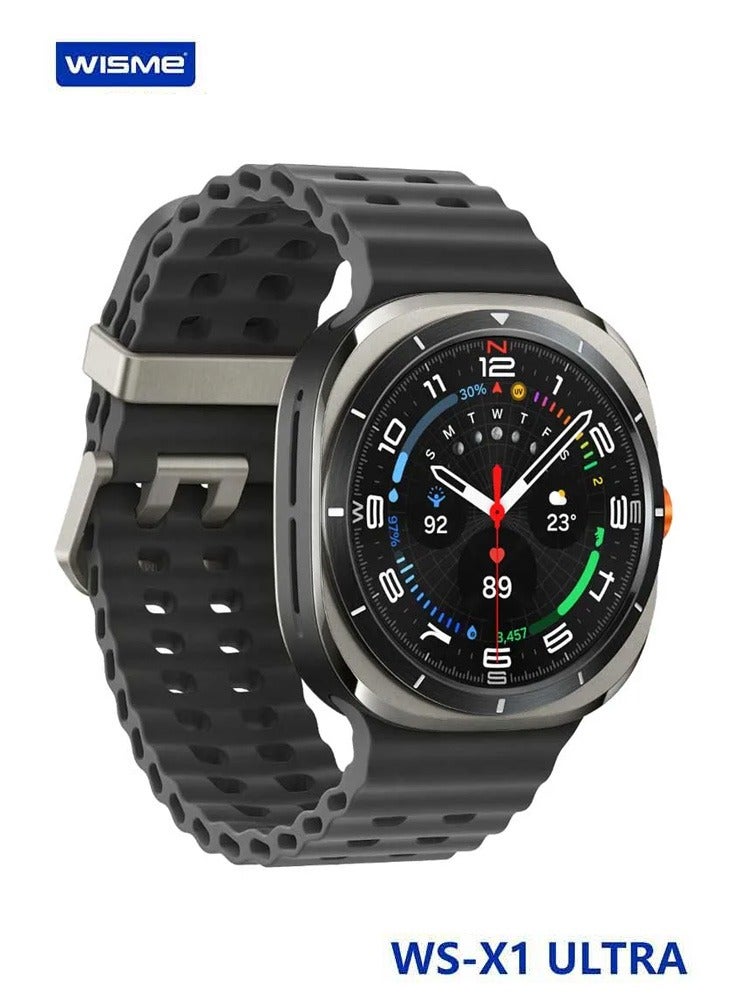 WISME WS-X1 Ultra Smartwatch With 3 Pair Straps and Charging Cable Designed For Ladies and Gents Black