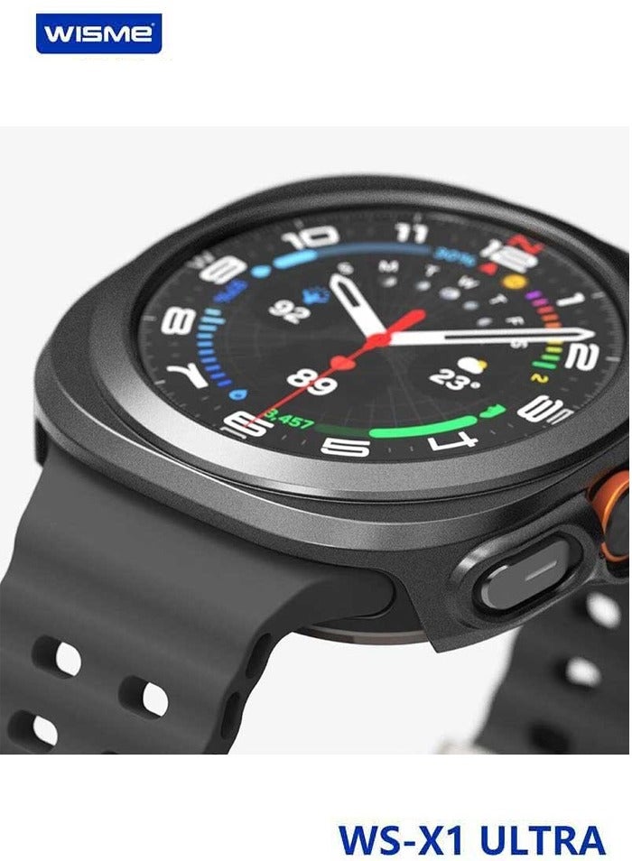 WISME WS-X1 Ultra Smartwatch With 3 Pair Straps and Charging Cable Designed For Ladies and Gents Black