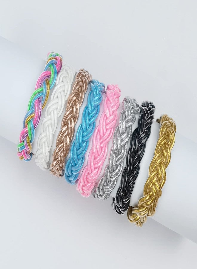 YBMYCM Glitter Jelly Bangles Bracelets for Women Weave Glitter Filled Jelly Silicone Bracelets - Image 4