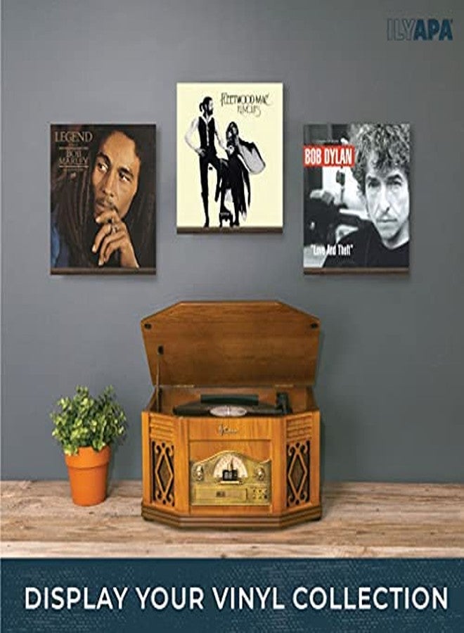 Ilyapa Wood Vinyl Record Shelf Wall Mount, 10 Pack - Espresso Record Album Holder Display Your LP - Image 3