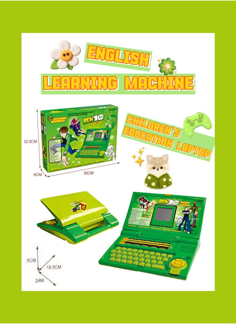 Sky Tech English Learning Laptop for Kids｜Bilingual Eye-Protection Screen, Parent-Child Interactive (30x6x22.5cm Green)  - Image 1
