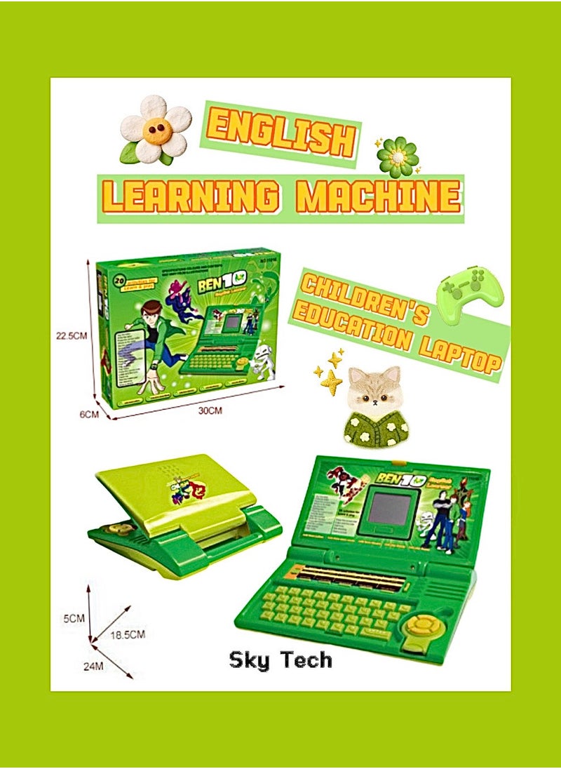 Sky Tech English Learning Laptop for Kids｜Bilingual Eye-Protection Screen, Parent-Child Interactive (30x6x22.5cm Green)  - Image 1