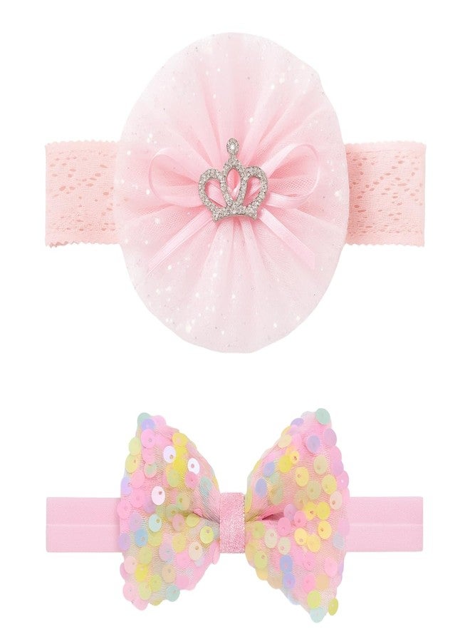BellaStella 3 Pcs Baby Headbands Super Soft Stretchy & Multicolor Hair Bands Hair Bows Head Wrap Hair Accessories for Baby Girls Newborns Toddlers (Baby Pink) - Image 4