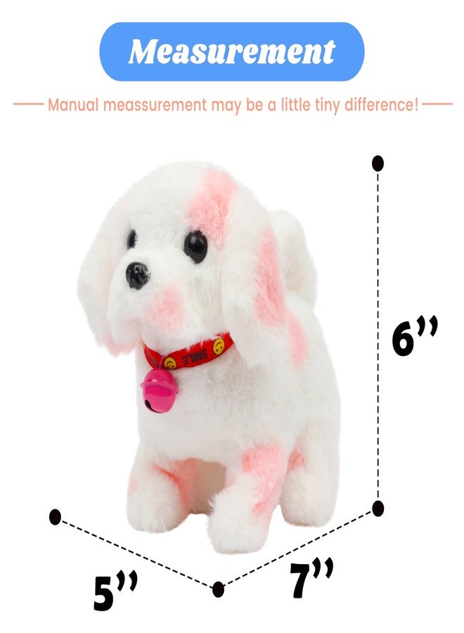 Hopearl Walking Point Dog Interactive Electronic Pet Plush Toy Puppy Woof and Moving Animated Nodding Head Gifts for Toddlers Birthday, Pink, 7'' - Image 2