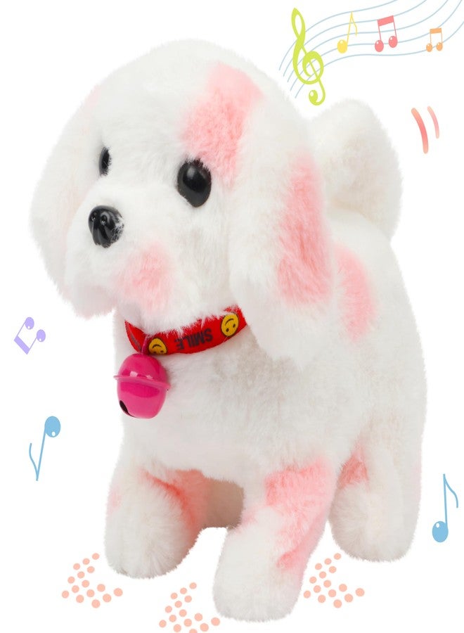 Hopearl Walking Point Dog Interactive Electronic Pet Plush Toy Puppy Woof and Moving Animated Nodding Head Gifts for Toddlers Birthday, Pink, 7'' - Image 1