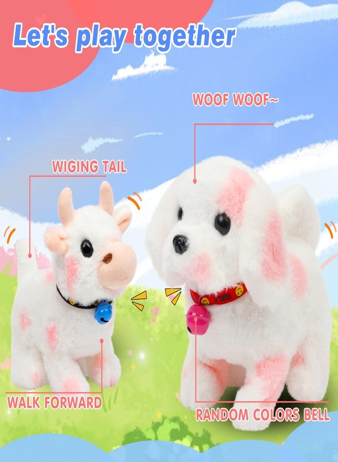 Hopearl Walking Point Dog Interactive Electronic Pet Plush Toy Puppy Woof and Moving Animated Nodding Head Gifts for Toddlers Birthday, Pink, 7'' - Image 4