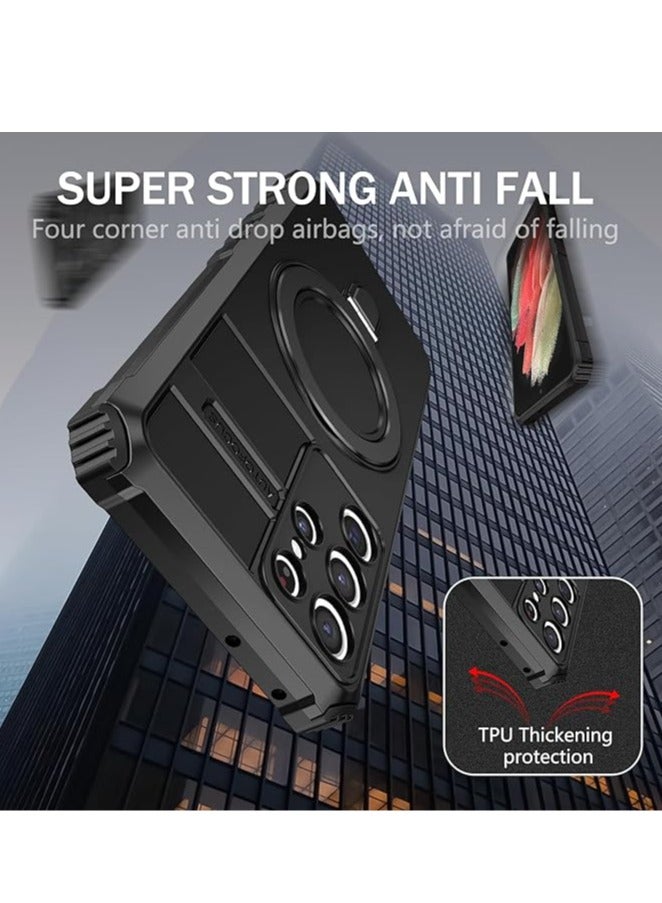 General Samsung Galaxy S23 S24 Ultra Magnetic Case MagSafe Compatible Samsung Galaxy S23 S24 Ultra Case with Ring Bracket Heavy Duty Case  - Image 2