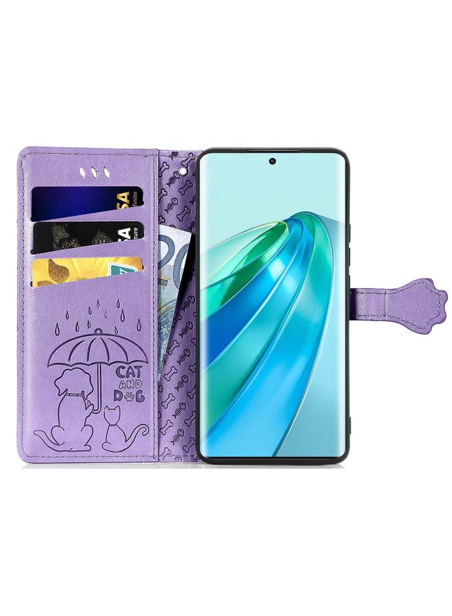 Zaboon Case For Honor X9a Cute Cat and Dog Embossed Leather Phone Case - Image 3