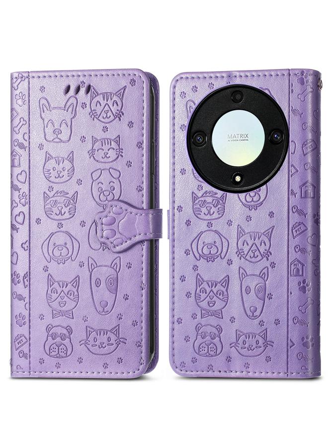 Zaboon Case For Honor X9a Cute Cat and Dog Embossed Leather Phone Case - Image 2
