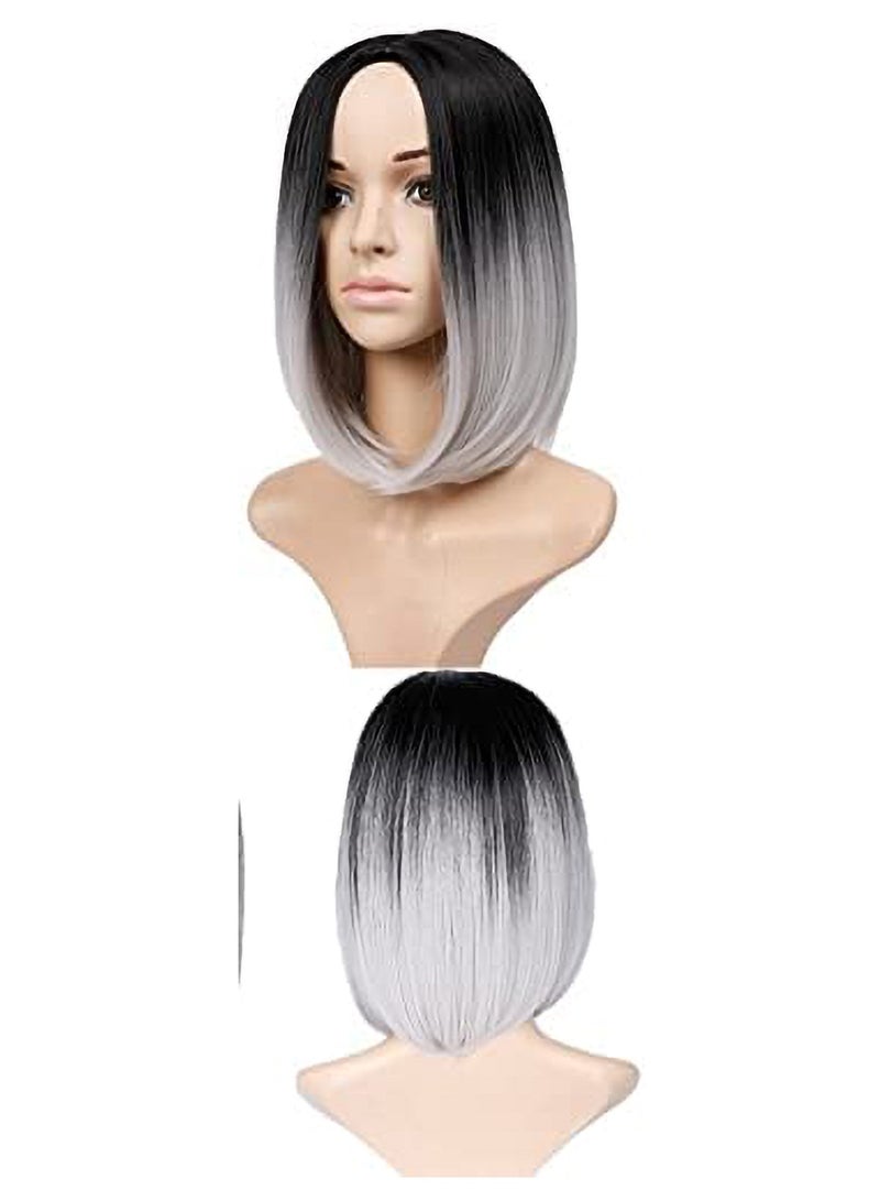 إستيل شعر مستعار مقاوم للحرارة من الألياف الطبيعة يبحث عن شعر مستعار كوسبلاي للاستخدام اليومي للحفلات الاصطناعية لاستبدال شعر مستعار أنيق للنساء أشقر رمادي غامق - Image 4