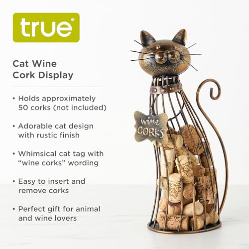 True Cat Wine Cork Holder, Decorative Wine Cork Storage and Decor, Set of 1, Metal with Rustic Bronze Finish, Holds 50 Wine Corks - Image 2