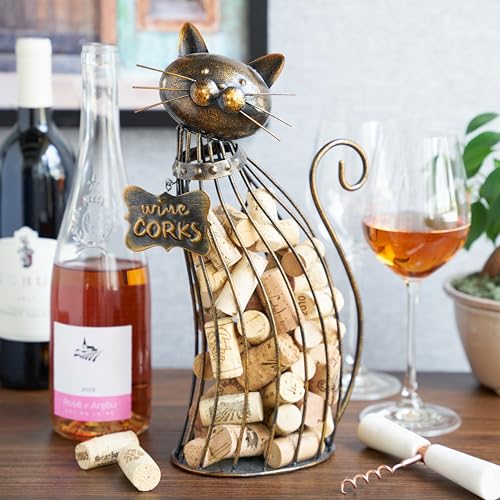 True Cat Wine Cork Holder, Decorative Wine Cork Storage and Decor, Set of 1, Metal with Rustic Bronze Finish, Holds 50 Wine Corks - Image 4
