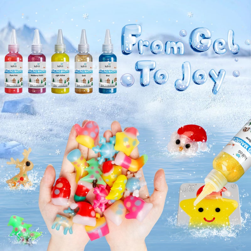 Kiditos Magic Water Elf Toy Kit, Aqua Fairy Water Gel Kit with 20 Magic Gels, 10 Christmas Molds. Christmas Gift, Birthday Gifts, Party Favors, Arts & Crafts DIY STEM Kits for Kids (20 Colors) - Image 2