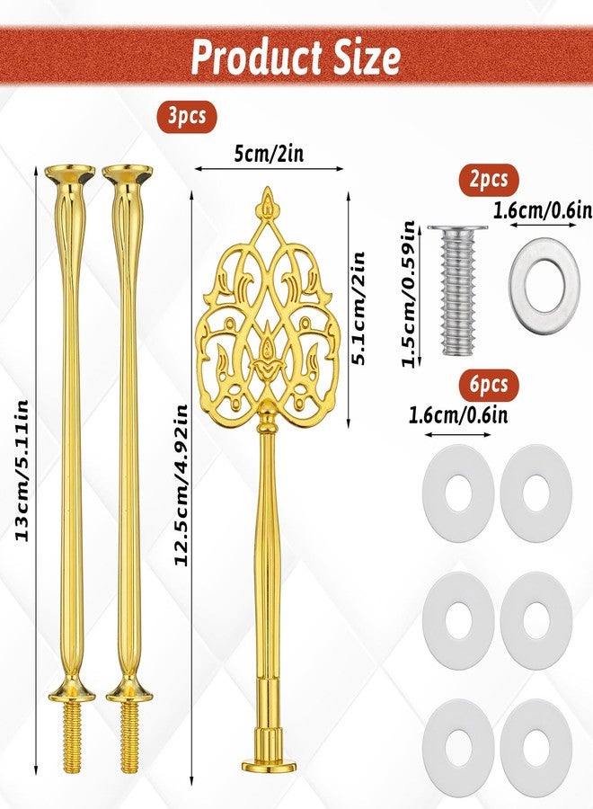 Eldraqth 3 Tier Cake Stand Holder Gold Cupcake Stand Tiered Tray Hardware Kit Metal Fruit Food Dessert Plate Stands Fitting Hardware Rod for Party, Wedding (Crown) - Image 3
