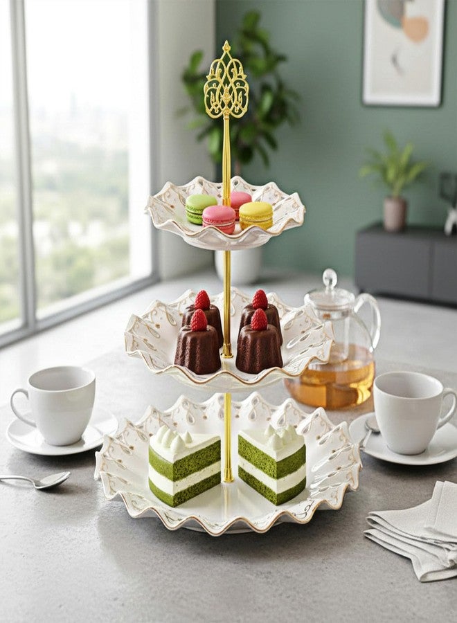 Eldraqth 3 Tier Cake Stand Holder Gold Cupcake Stand Tiered Tray Hardware Kit Metal Fruit Food Dessert Plate Stands Fitting Hardware Rod for Party, Wedding (Crown) - Image 4