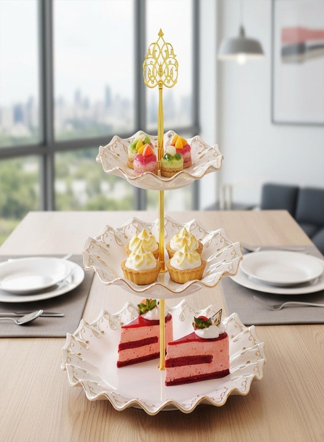 Eldraqth 3 Tier Cake Stand Holder Gold Cupcake Stand Tiered Tray Hardware Kit Metal Fruit Food Dessert Plate Stands Fitting Hardware Rod for Party, Wedding (Crown) - Image 5