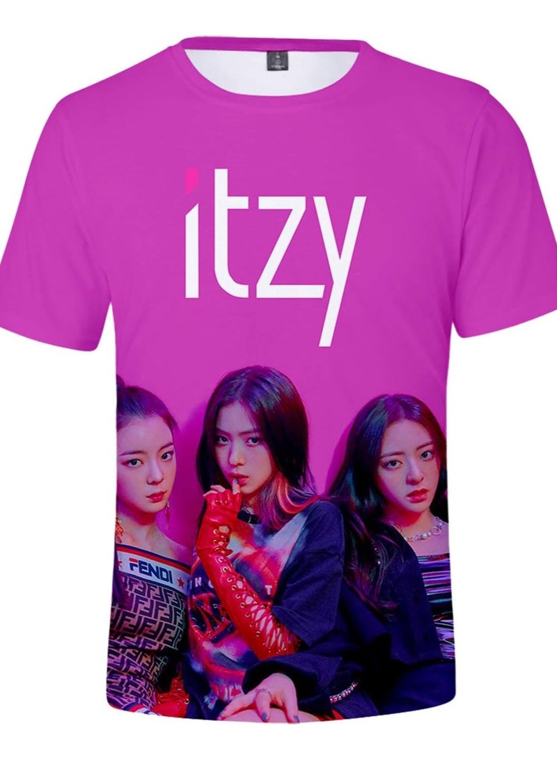 ITZY Unisex Printed Cotton T-Shirt for Men and Women – Comfortable K-Pop Fan Merch, Casual Everyday Wear