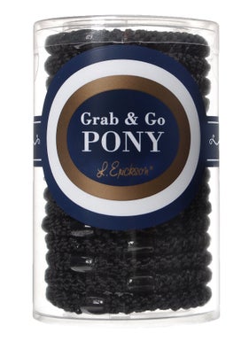 L. Erickson Grab & Go Pony Hair Ties - Black - 15 Pack Grab and Go Ponytail Holders - Black Hair Ties No Damage - Hair Bands Hair Accessories for Women