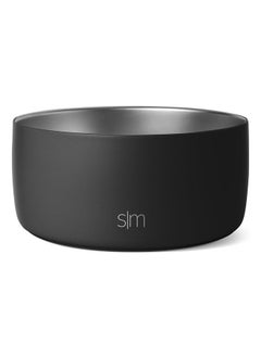 Stainless Steel Pet Water Bowl for Dogs & Cats | Insulated Stainless Steel Food Bowls for Dog Cat | No Tip No Slip BPA Free | Bentley Collection | Medium (4 Cups) | Midnight Black