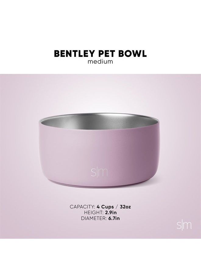 Simple Modern - Stainless Steel Pet Water Bowl for Dogs & Cats | Insulated Stainless Steel Food Bowls for Dog Cat | No Tip No Slip BPA Free | Bentley Collection | Medium (4 Cups) | Midnight Black - Image 1