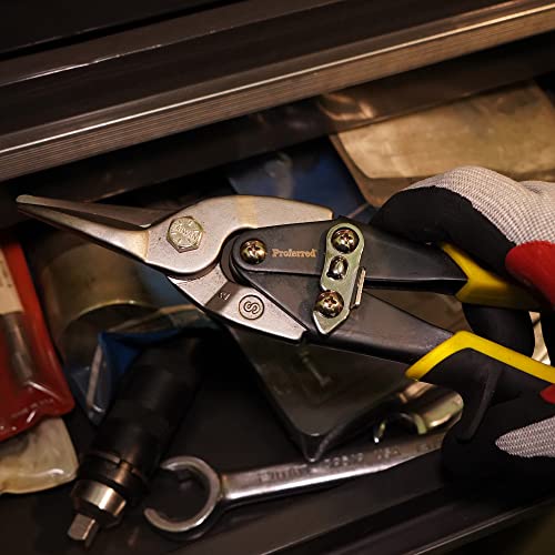 Proferred T02001 Aviation Snips, TPR Grip, Straight Cut, Yellow/Black - Image 3