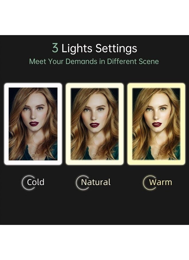 FUNTOUCH Rechargeable Portable Makeup Mirror with 72 LED Lights, Travel Lighted Makeup Mirror 1X/5X Magnification, 3 Color Lighting,Dimmable Touch Screen, Tabletop Folding Cosmetic Mirror with Lights  - Image 4