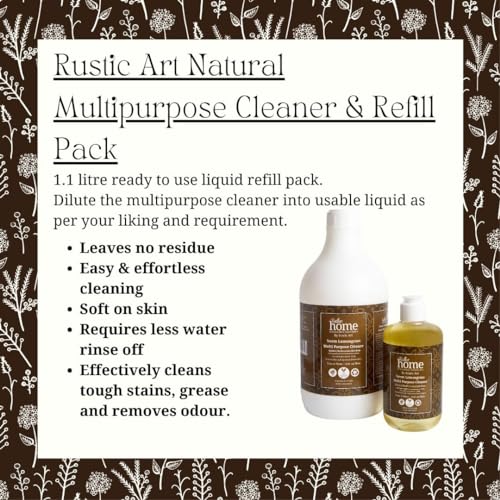 Rustic Art Rustic Home Neem Lemongrass Multipurpose Cleaner | All Purpose Cleaner Power | Hard Stain & Grease Remover | Kitchen Bathroom Floor Safe | 1100 ml - Image 4