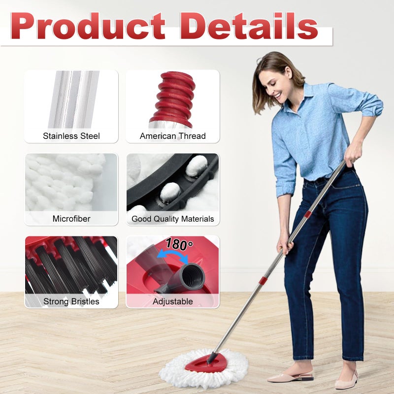 DLAIMI Mop Heads Replacement for Ocedar, Mop Replace Head for Ocedar EasyWring 1 Tank, Microfiber Spin Mop Refills, Include 3 Spin Mop Replacement Head Deep Cleaning Machine Washable with 2 Scrubber Mop Head - Image 4
